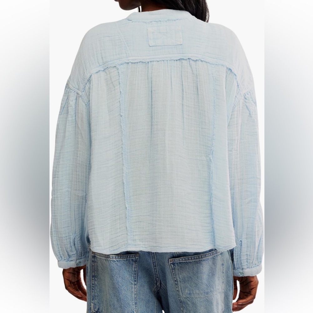 Free People NWT Valley 100% Cotton Vneck Doublecloth Button-Up Shirt - Picture 4 of 15